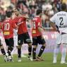 Els jugadors del Reial Mallorca celebren el primer gol, aconseguit per Julio Álvarez. Foto: Monserrat